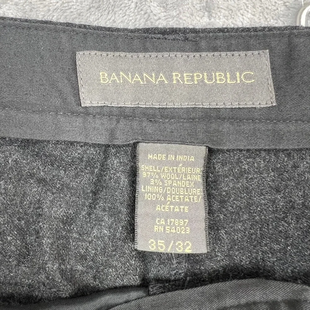 Banana Republic Trousers Men 35x32 Gray Wool Blend Wide Leg Patch Pocket Pants